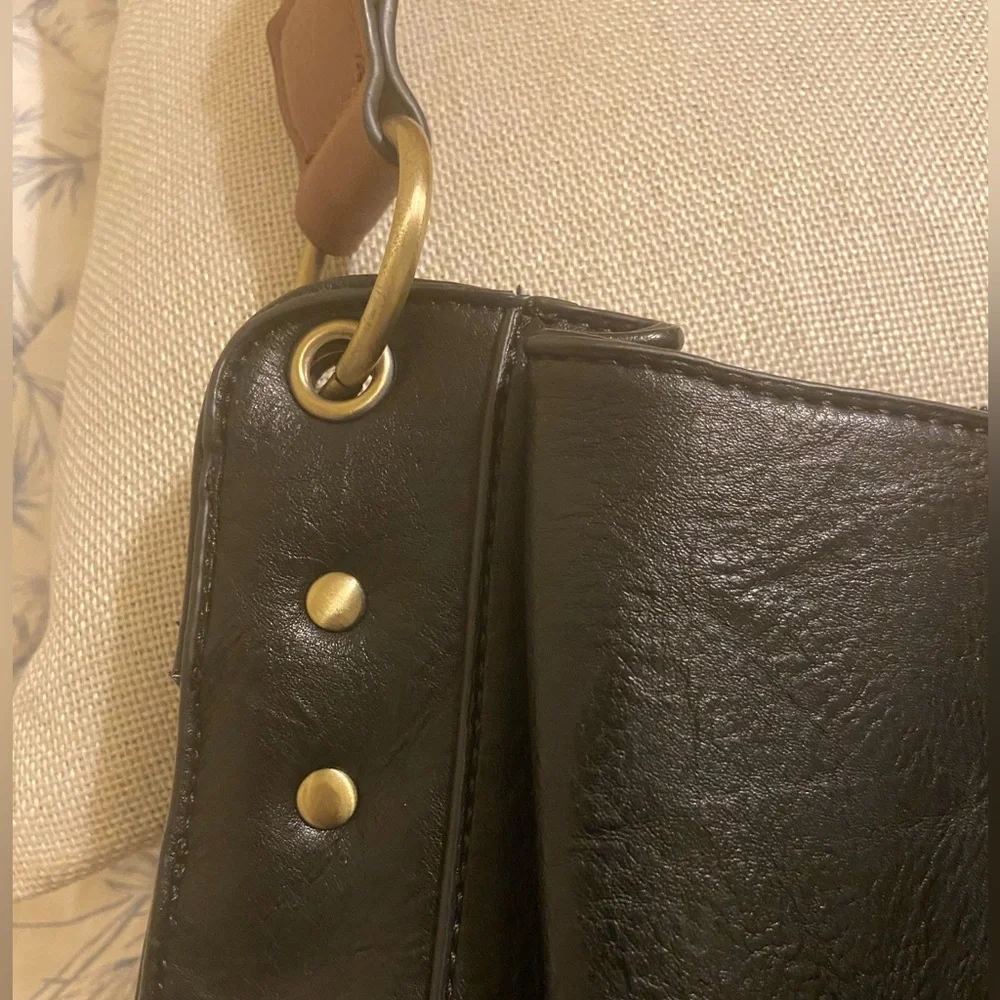 JEN & CO Hobo Bag Amber with 3 Compartments and Braided Handle
